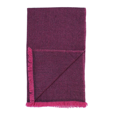 Hand Woven Cashmere Blend Herringbone Scarf – Pink - 20% off