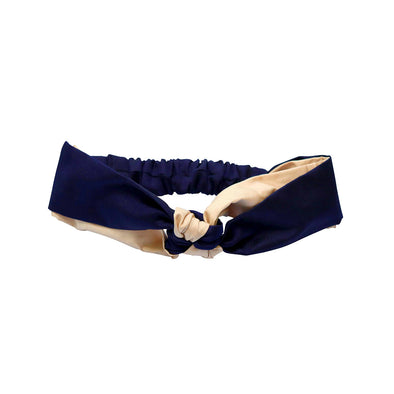 Silk Headband in Two Tone contrast - Ivory and navy