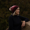 Knitted Beanie Bobble Hat Red - now 50% off