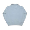 Back of crew neck collar jumper. Sweater in pale, periwinkle blue