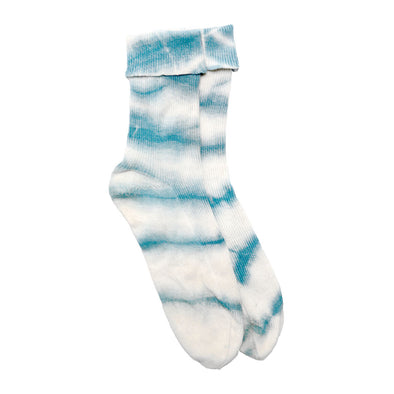 Organic Cotton/Cashmere Marble Tie Dye Socks in Blue - 50% off