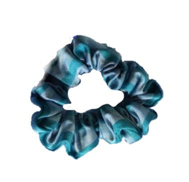 Adjustable Silk Mask - Blue Stripe and matching hair scrunchie