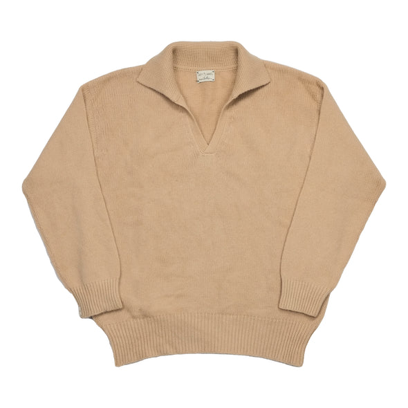 Recycled Cashmere Polo Collar Sweater - Cosy Camel