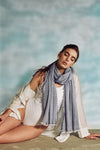 Serenity Cashmere and Seacell Scarf - Blue