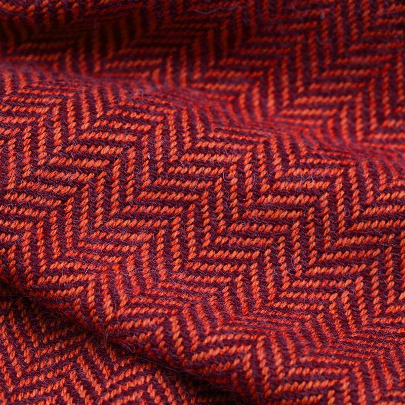 Company Thread Woven Tales Cashmere Red | – Hand Blend Scarf Tales Wraps Scarves Sustainable – Luxury Co. Thread and Herringbone
