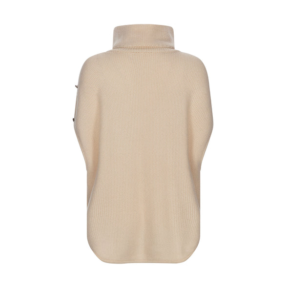 This waffle knit sleeveless sweater is 100% cashmere and finished with a brushing technique