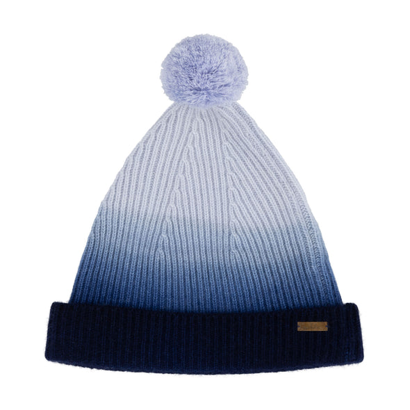Knitted Beanie Bobble Hat Blue - now 50% off