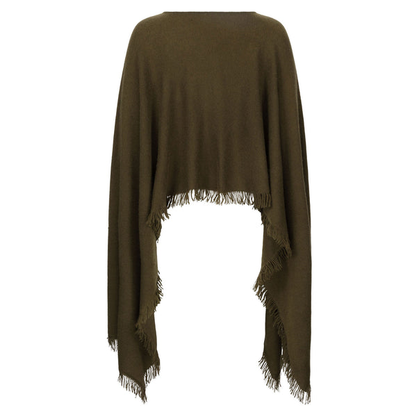 Exaggerated Hem Patch Pocket Poncho - Olive - Now 50% Off
