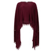 Exaggerated Hem Patch Pocket Poncho Wine - Now 50% Off