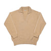 Recycled Cashmere Polo Collar Sweater with Whip-Stitching - Cosy Camel