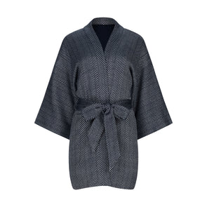 Giant Herringbone Kimono Jacket Blue
