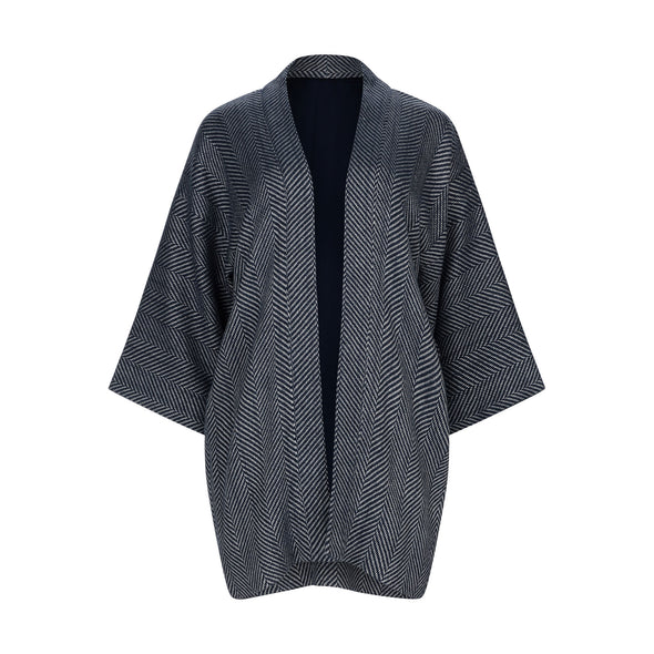 Giant Herringbone Kimono Jacket Blue
