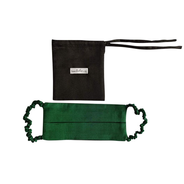 Reversible Silk Face Mask with Covered Elastic - Emerald