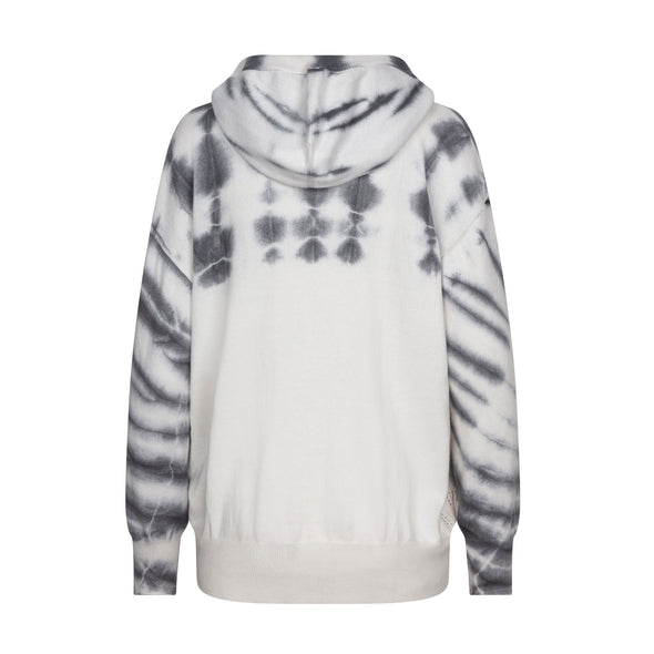 Marble Tie Dye Organic Cotton/Cashmere Hoodie in White/Grey (40% off)