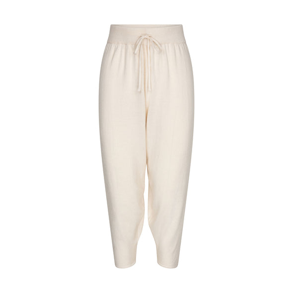 Cream cashmere and cotton harem style trousers with Loose fit with dropped crotch and tapered cuff