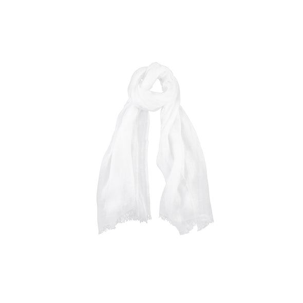 Neckloop white linen scarf hand spun handwoven from Thread Tales company
