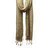 Plant Dyed Airy Strands of Mandalay Silk & Lotus Scarf in Lotus Waterlily (khaki green)