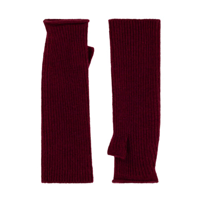 Knitted Fingerless Mittens - Red