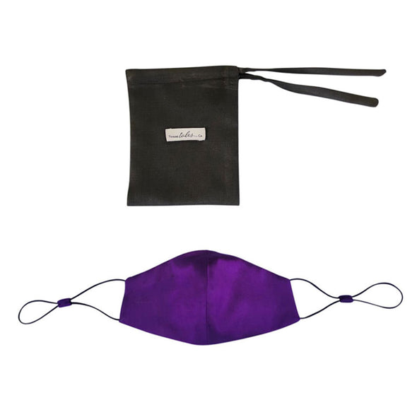 Silk Face Mask with Adjustable Strap - Purple