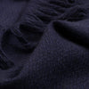 Folded detail navy indigo blanket shawl scarf large yak soft luxurious edge stripe cream from Thread Tales company