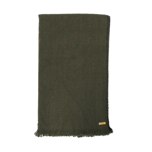 Hand Woven Narrow Yak Scarf in Olive