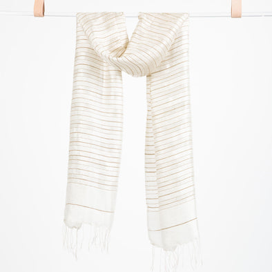 Silk With Strands of Lotus Scarf – Ivory