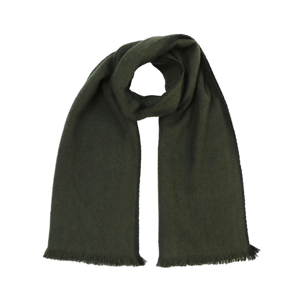 Hand Woven Narrow Yak Scarf in Olive