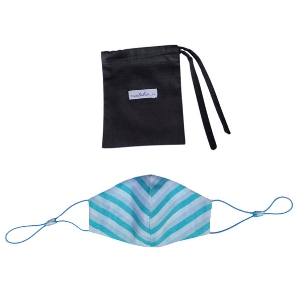 Adjustable Silk Mask - Blue Stripe