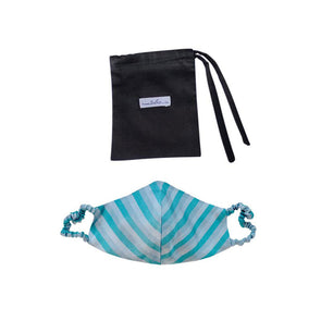 Silk Mask with covered elastic - Blue Stripe