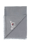 Hand Woven Snow Leopard Embroidered Scarf (Grey)