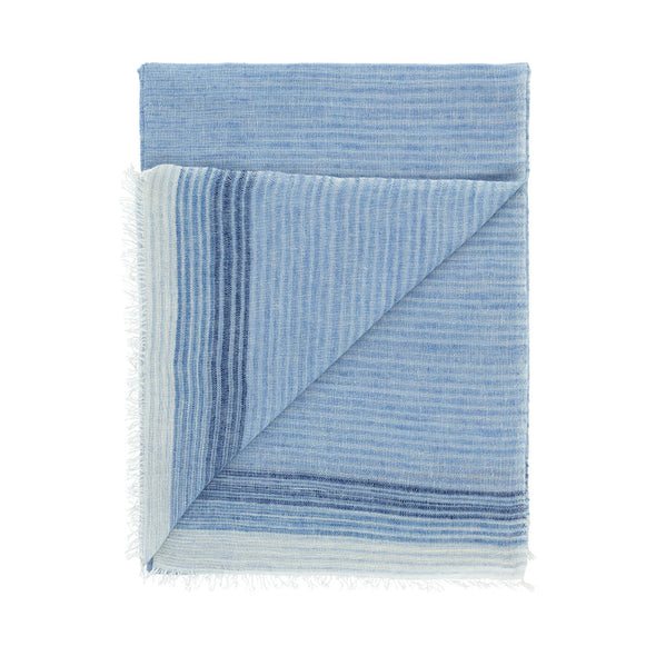 Folded corner Cashmere and cotton fringed wrap with a unique tonal pattern