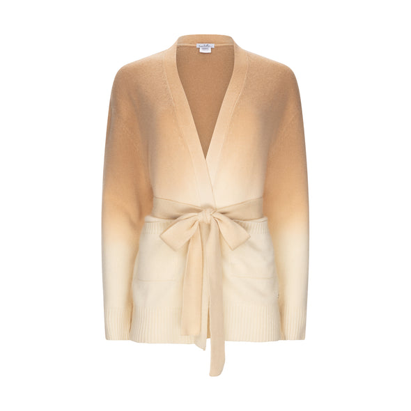 Thread Tales brings the first of range of cashmere cardigans, this over-sized belted cardigan has been hand-dipped using eco dyes to give this subtle colour change from light to caramel