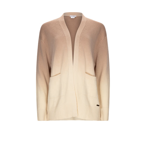 Knitted from the finest grade 100% cashmere, this over-sized belted cardigan has been hand-dipped using eco dyes to give this subtle colour change from light to caramel